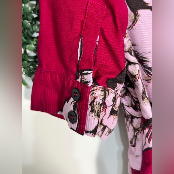 Anthropologie Maeve Floral Dagmar Red Pink/White Floral Shirt Dress Size 8 - Picture 7 of 12